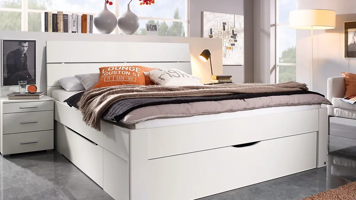 Discount Maxi Opbergbed Butiken met hoofdbord en 3 laden alpine wit