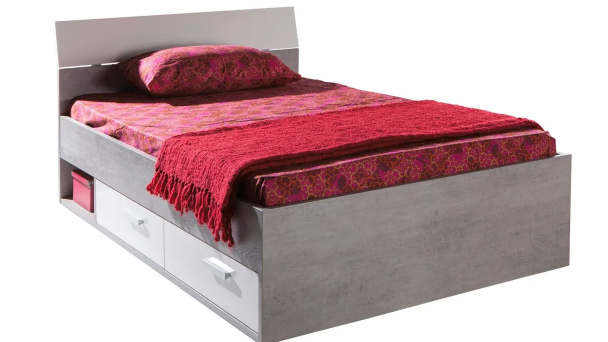 B Bright Opbergbed Mipiace met laden concrete/white