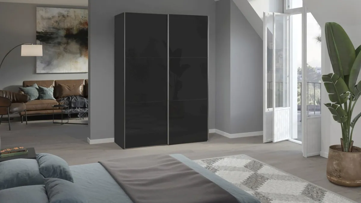 Sale B Bright Schuifdeurkast Kixx met glasdeuren zwart