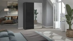 Best B Bright Schuifdeurkast Kixx met glas- en spiegeldeuren zwart