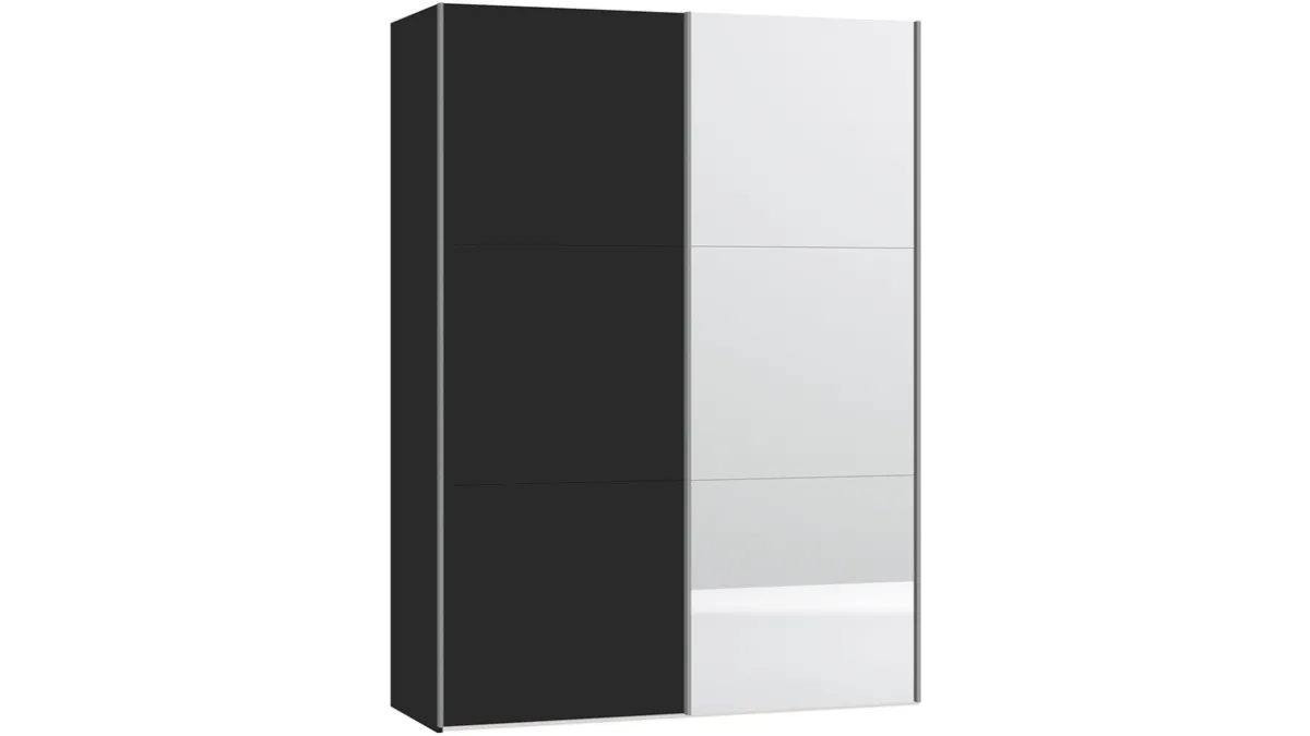 B Bright Schuifdeurkast Kixx met hout- en spiegeldeuren zwart