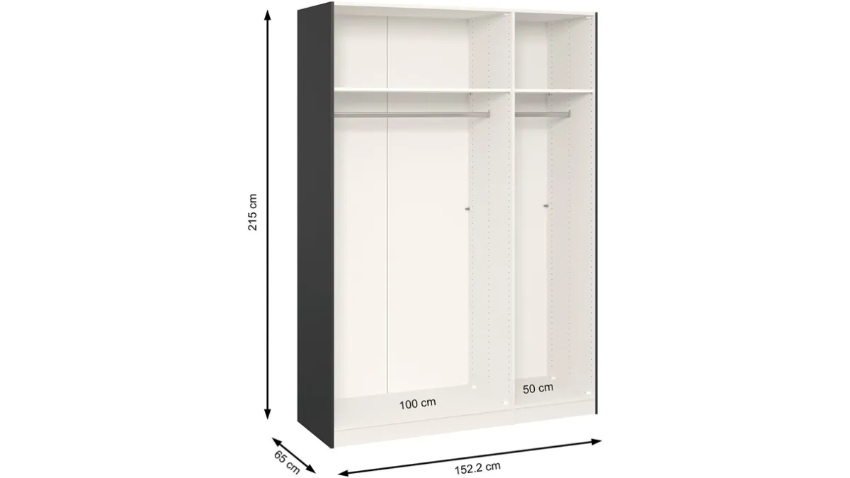 B Bright Schuifdeurkast Kixx met hout- en spiegeldeuren zwart