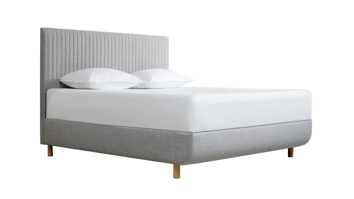 Hot Tempur ® Bed Arc met hoofdbord Vertical, schotelbodem en Pro matrassen stone