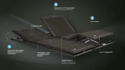 Discount Tempur ® Bed Design met hoofdbord Lines, Ergo smart base, Pro Luxe matrassen, 2 nachttafels en voetenbank forest